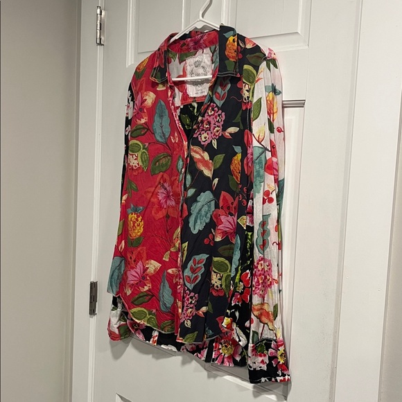 Cino 100% Cotton Roll Sleeve Floral Button Down Size XL - Picture 2 of 7